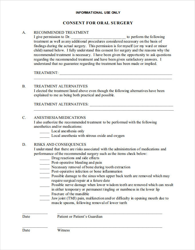 Consent For Oral Surgery Template