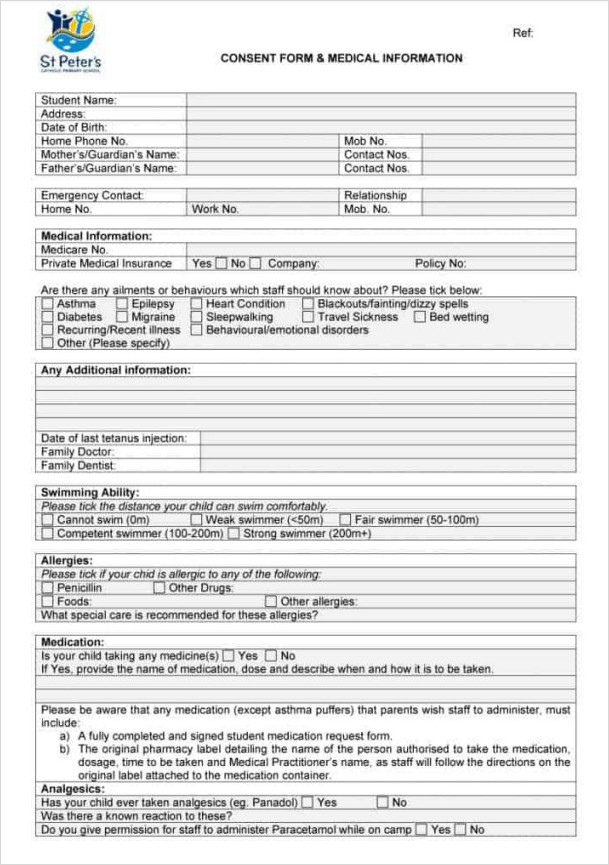 Consent Form and Medical Information