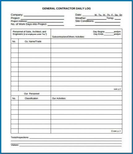 √ Free Editable Construction Daily Report Template