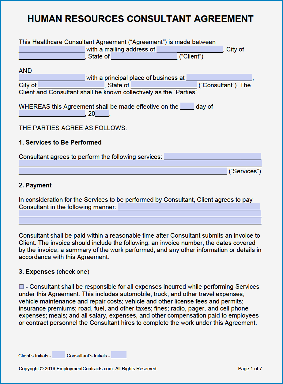 Consultancy Agreement Template Example