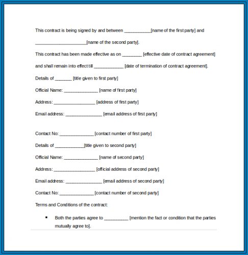 √ Free Contract Agreement Template Between Two Parties