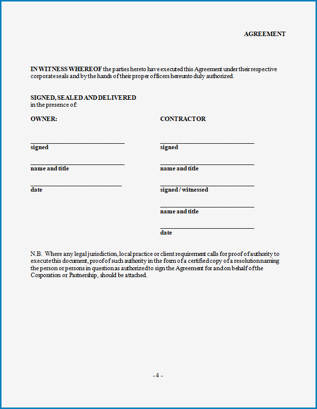 Free Printable Contractor Agreement Template