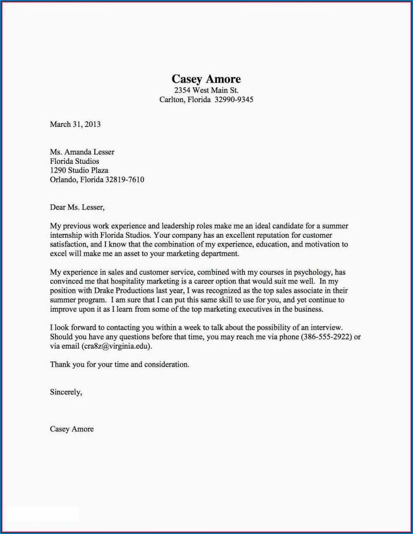 Cover Letter For Resume Sample