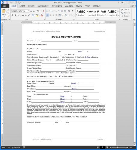 √ Free Printable Credit Application Template