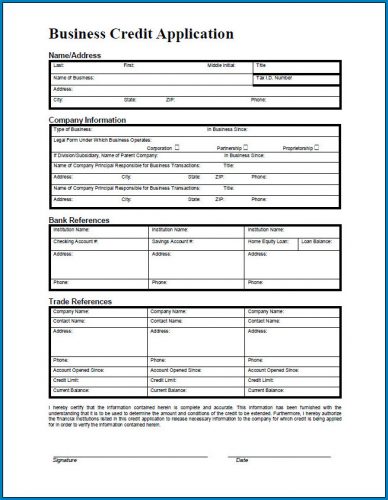 √ Free Printable Credit Application Form for Business