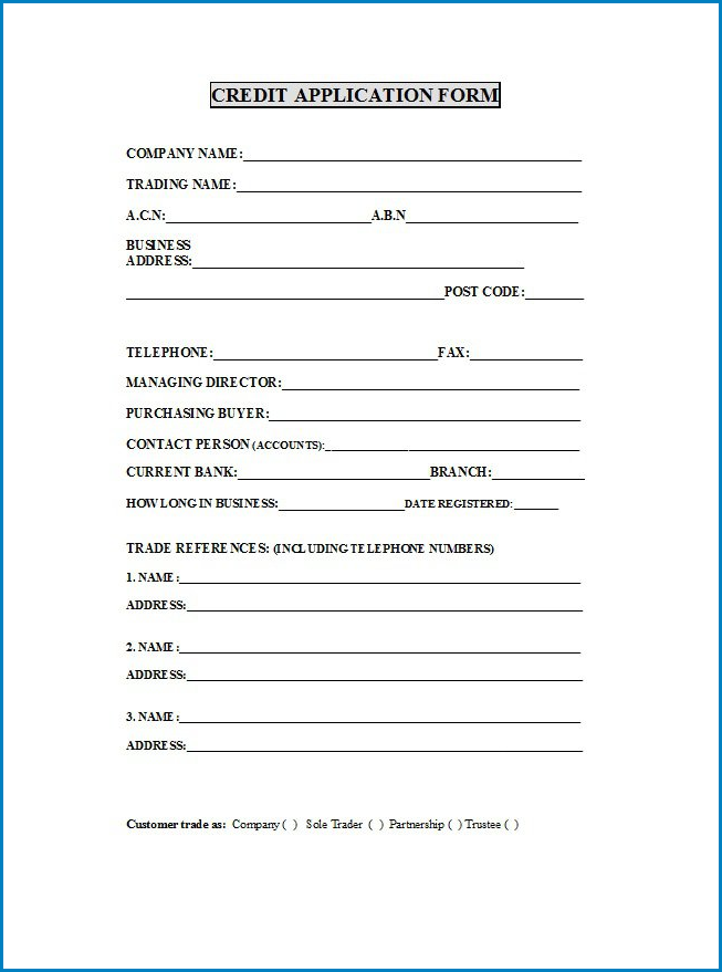 √ Free Printable Credit Application Form for Business