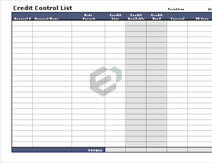 Credit Control List Template Example