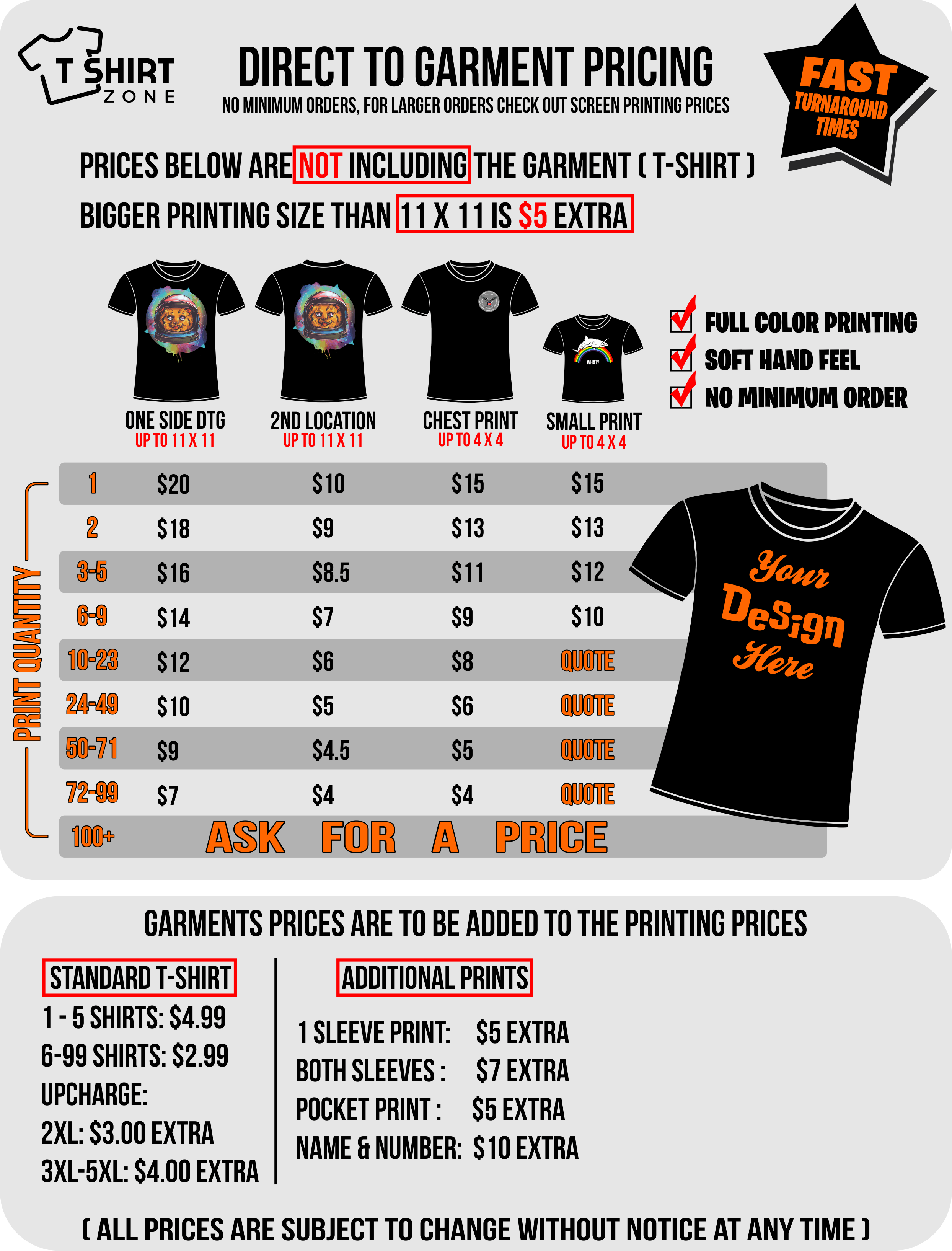 Custom T Shirt Price List Template Example