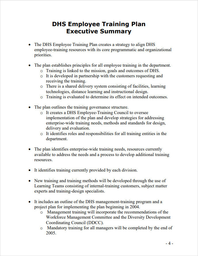 DHS Training Plan Template