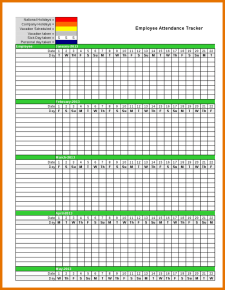 Daily Attendance Tracker for an Individual Employee Example