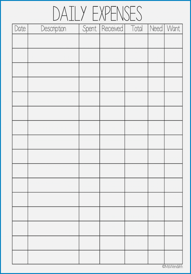 Daily Budget Template Example