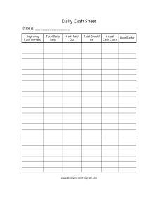 Daily Cash Sheet Template Sample 