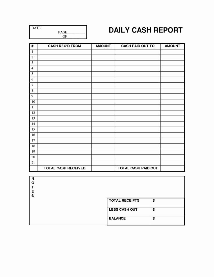 Daily Deposit Report Template Example