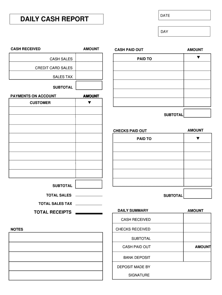 Daily Deposit Report Template Sample