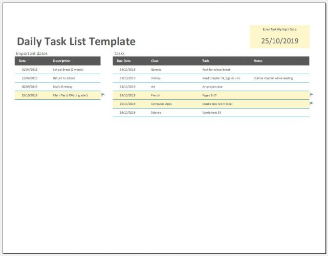 √ Free Printable Daily Task List Template