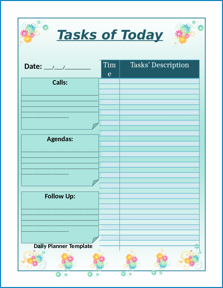 Daily Task List Template Excel Example