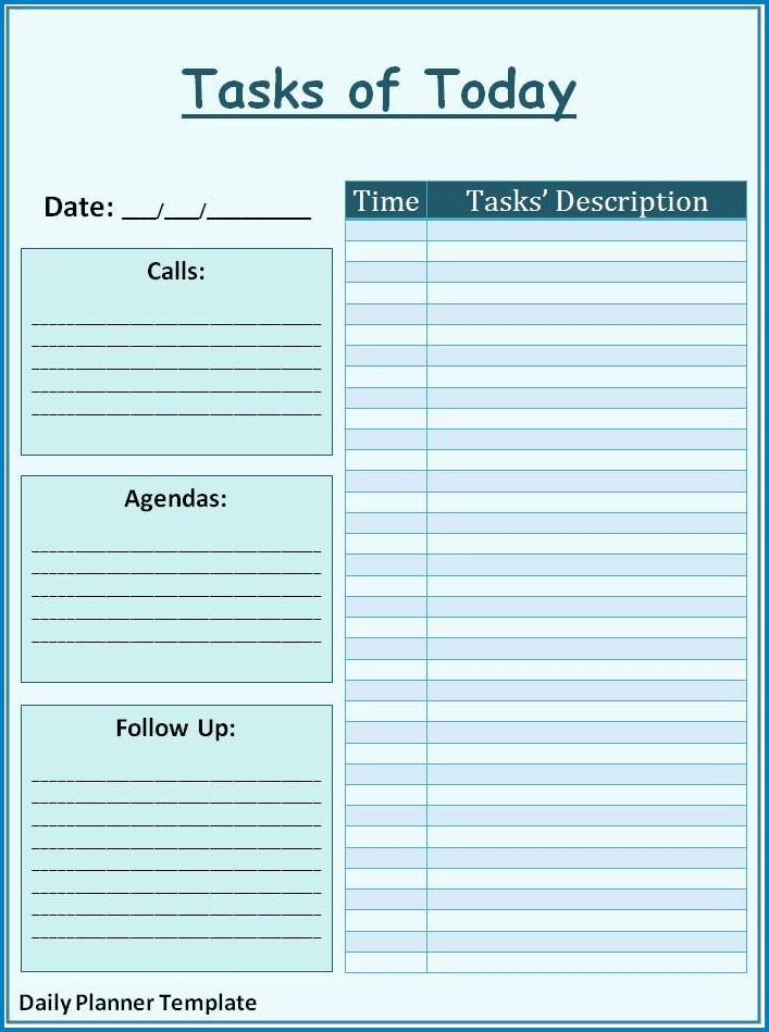 Daily Task List Template Excel Sample