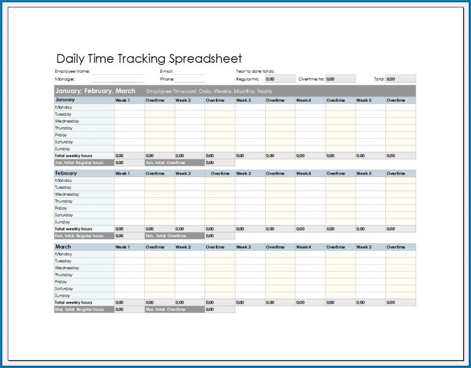 daily time tracking spreadsheet free