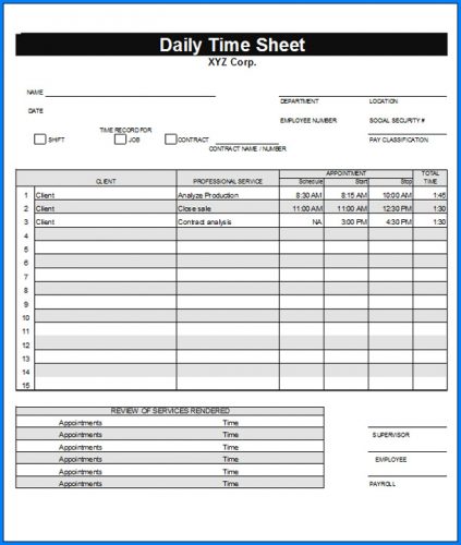 √ Free Printable Daily Timesheet Excel Template