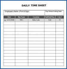 √ Free 4+ Samples of Daily Timesheet Template Excel