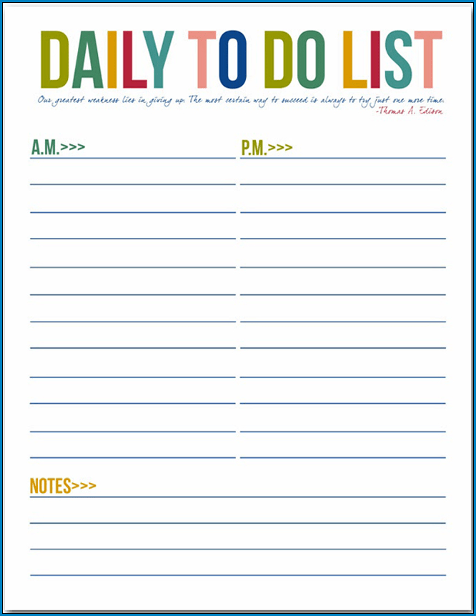 Daily To Do List Template Excel Sample