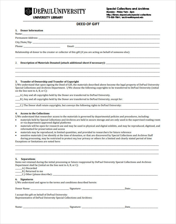 Deed of Gift Template