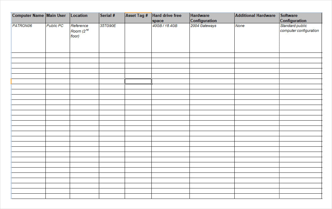 Desktop Software Computer Inventory Template