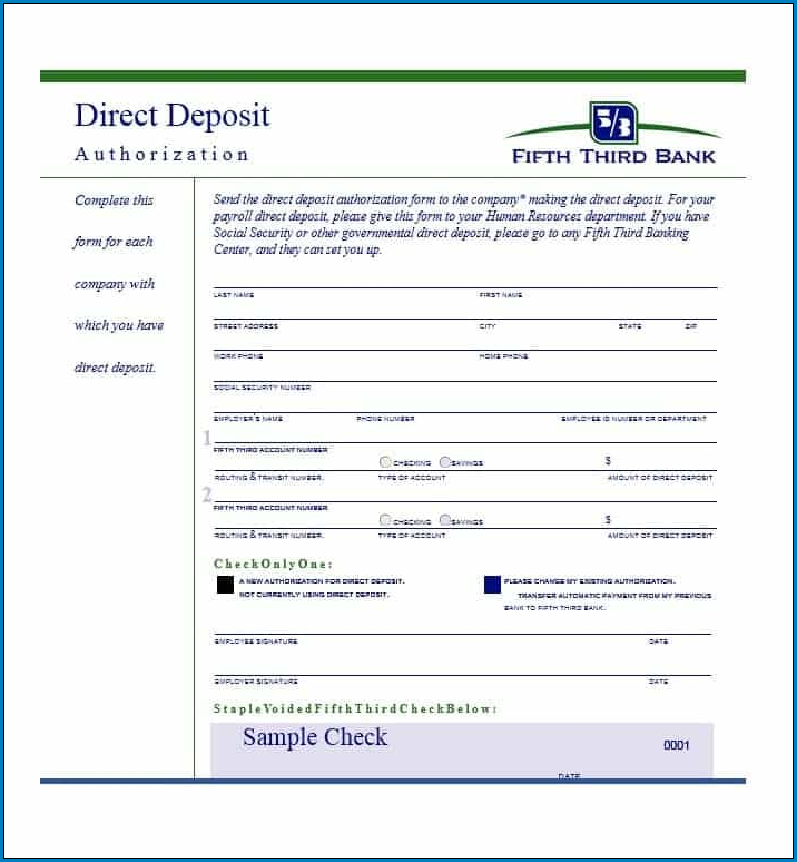 Printable Direct Deposit Form Template Customize And Print