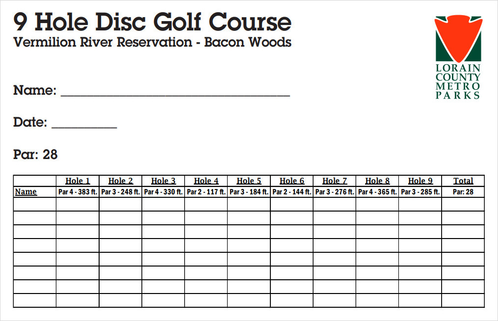 Disc Golf Scorecard Template