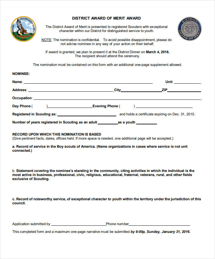 District Award Merit Certificate Template