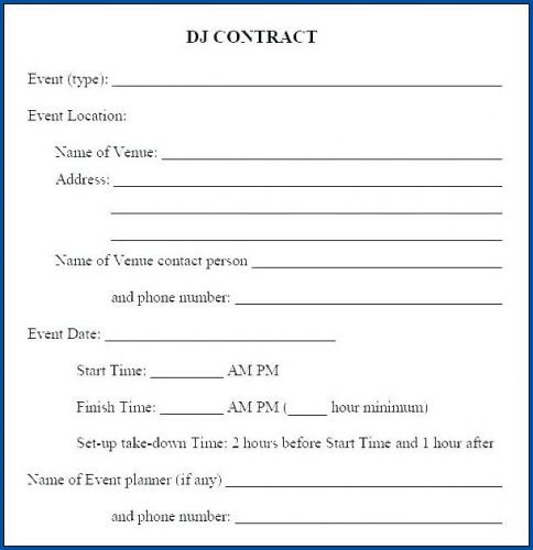 √ Free Printable DJ Contract For Wedding