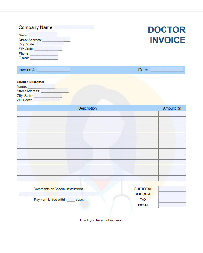 Doctor Invoice Template