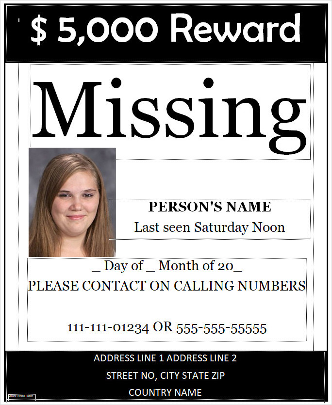 Editable Missing Person Template Word