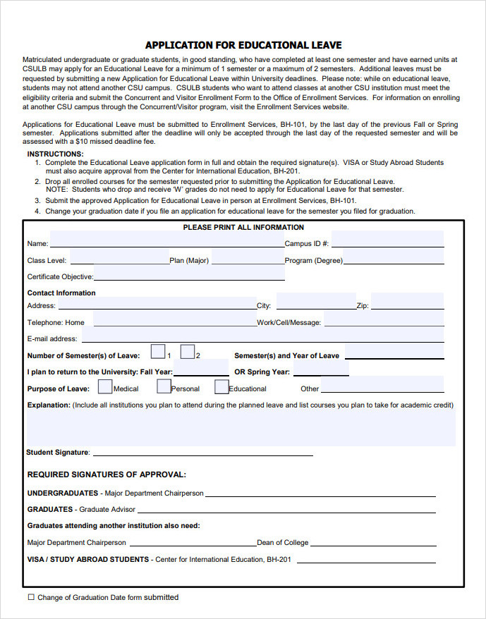 Education Leave Application Form