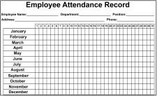 Employee Attendance Record Sheet