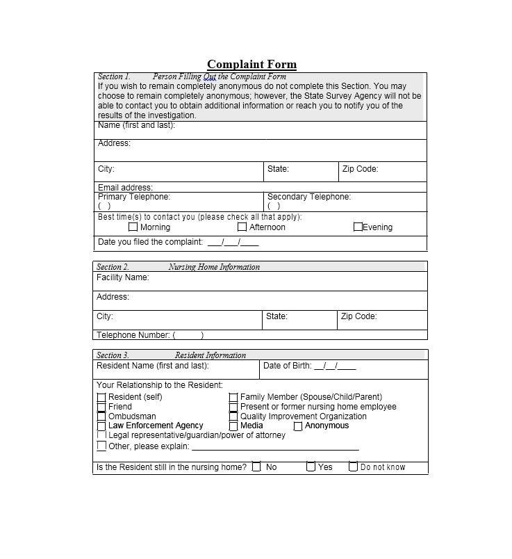 Employee Complaint Form Template