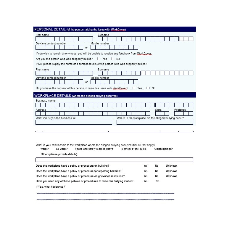 Employee Complaint Form Template