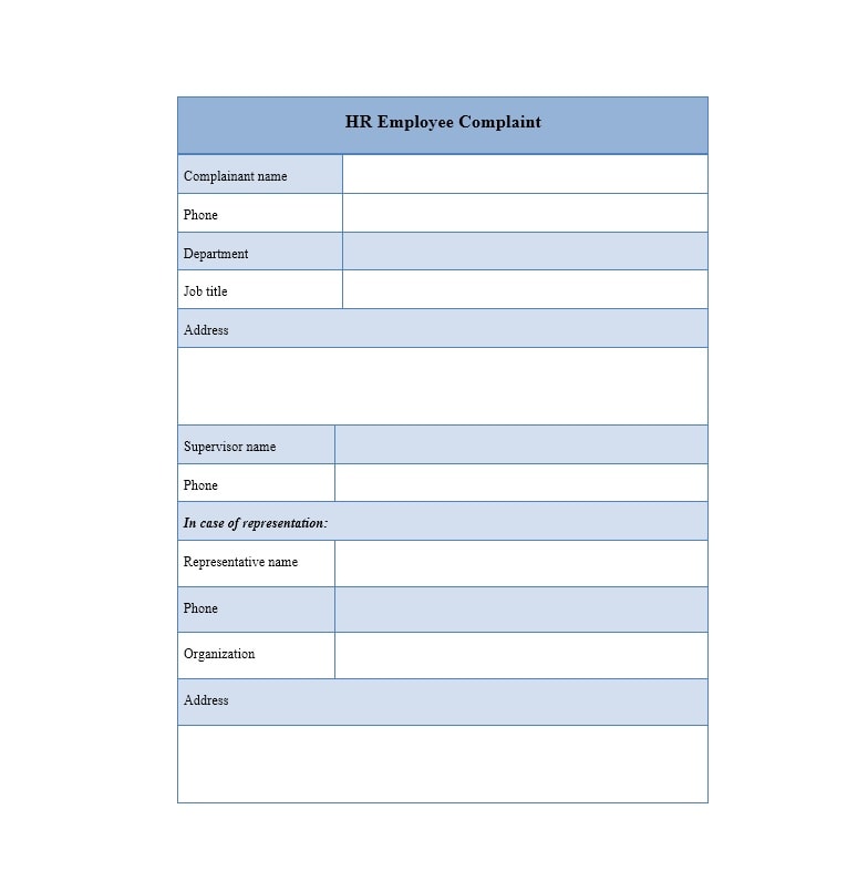 Employee Complaint Form Template