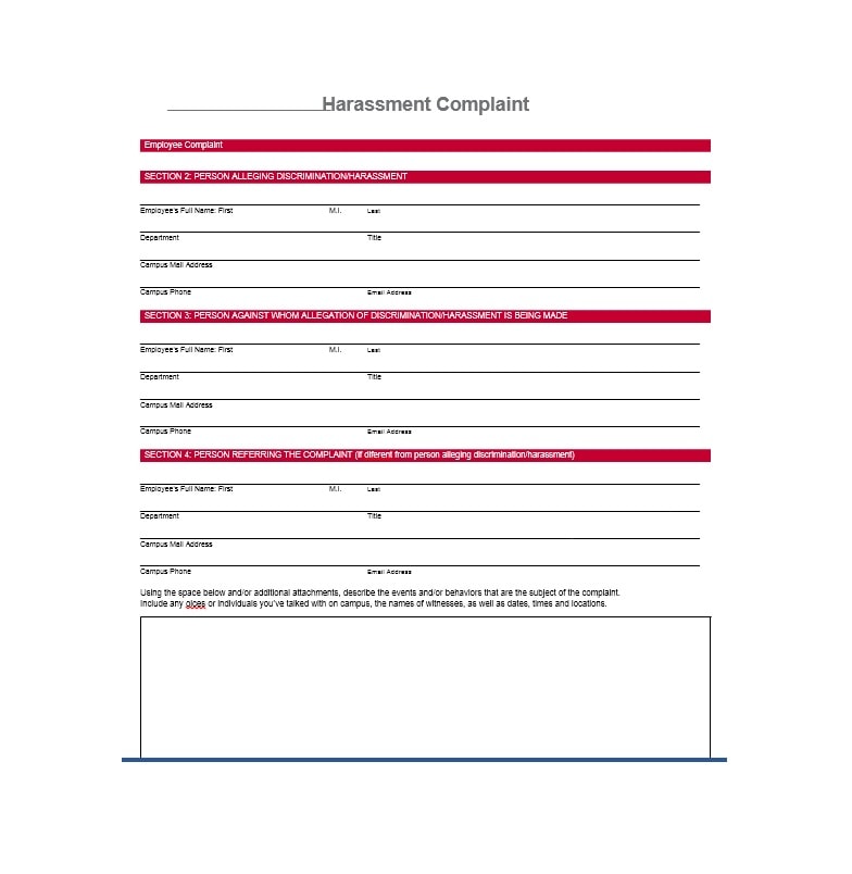 Employee Complaint Form Template