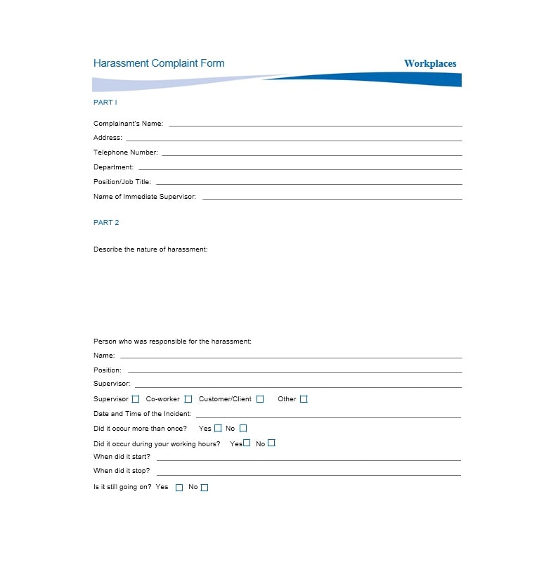 Employee Complaint Form Template