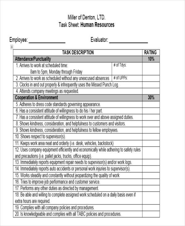 Employee Daily Task Log Template Sample