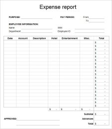 Employee Expense Report Sheet To HR Template Sample