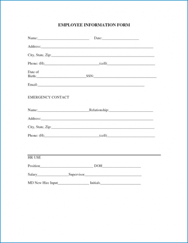 √ Free Printable Employee Information Form