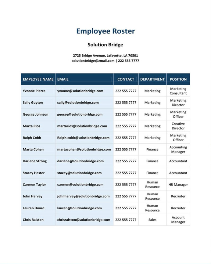 Employee Leave Roster Template