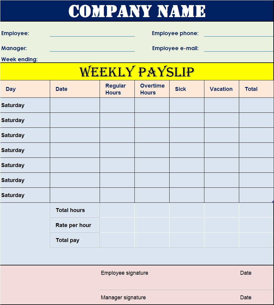 Employee Payslip Sheet Template Sample