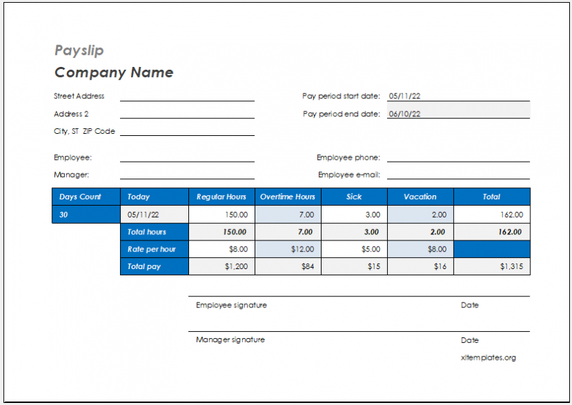 Employee Payslip Sheet Template