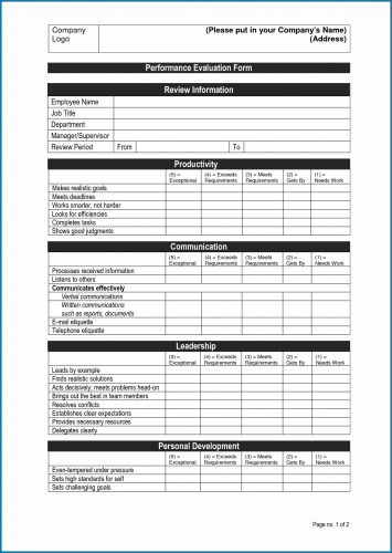 √ Free Printable Employee Performance Review Template