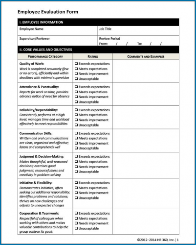 √ Free Printable Employee Review Form