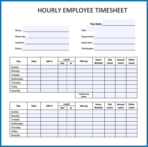 Employee Timesheet Sample