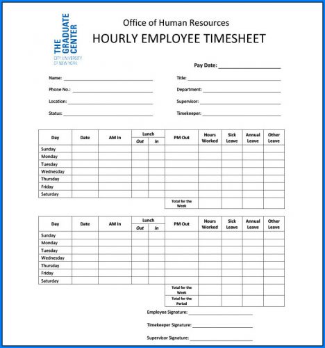 √ Free Printable Employee Timesheet Template